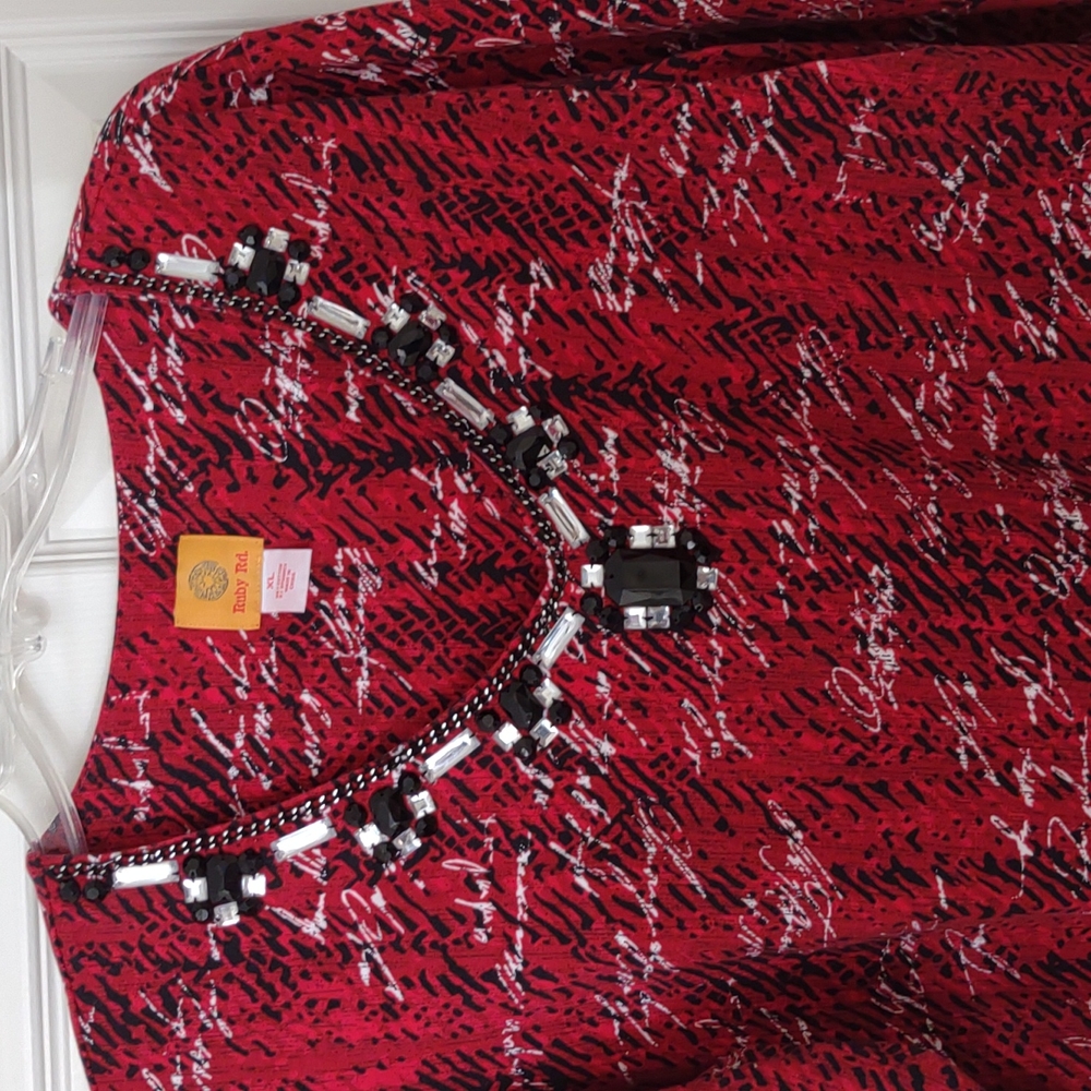 Ruby Rd. Red and black blouse size XL